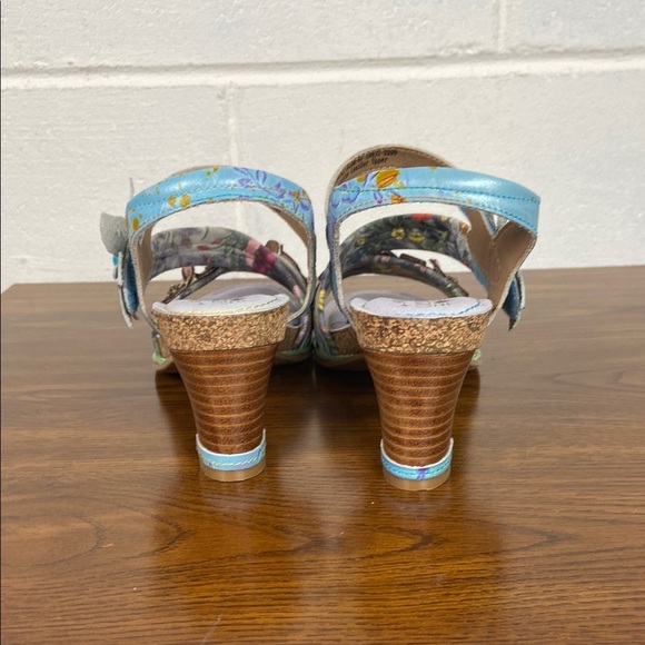 NWOT L'Artiste by Spring Step Blue/Pink Chunky‎ Heels Floral Embellishments EU40 - Picture 6 of 7